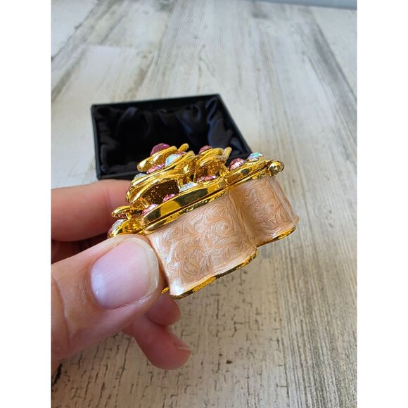 Kalifano flower‎ trinket box jewelry rhinestone glitter pink daisy - Picture 3 of 8